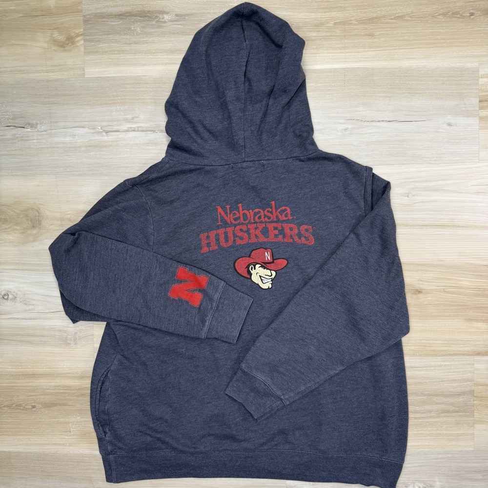 Vintage 80's Nebraska Huskers Hoodie Sweatshirt Mens XL USA NCAA
